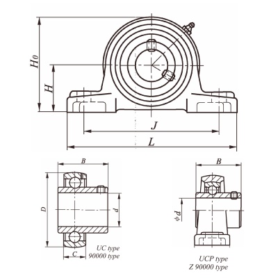 Подшипник-UCP207-Redbo-габариты